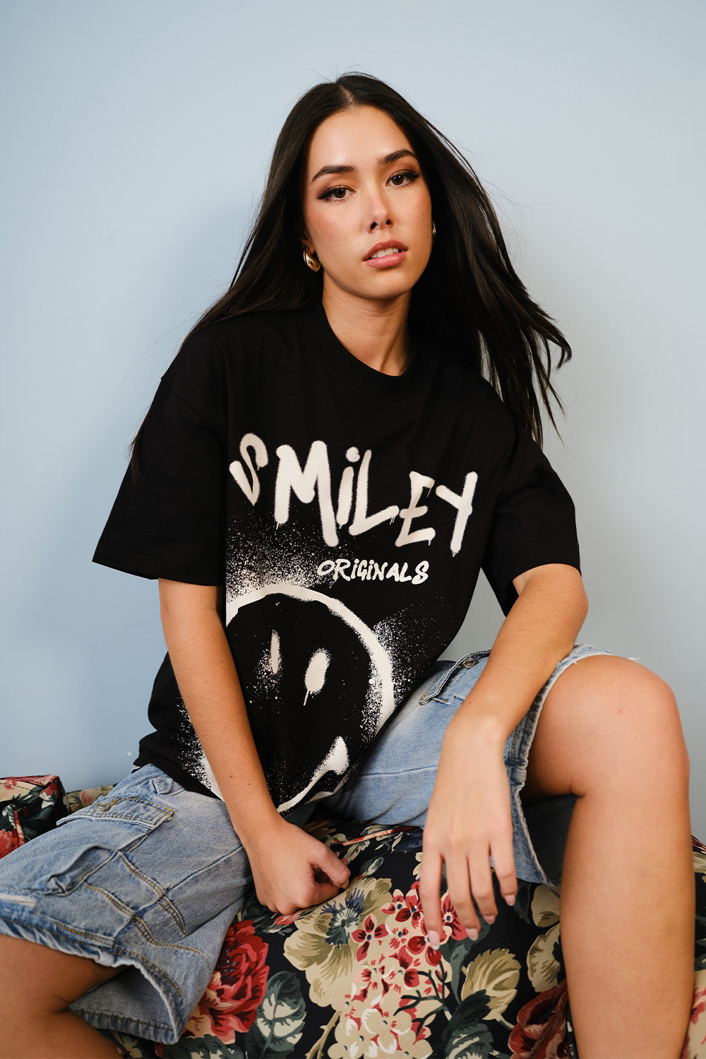 Spray Paint Smiley Oversized T-shirt - BonkersCorner