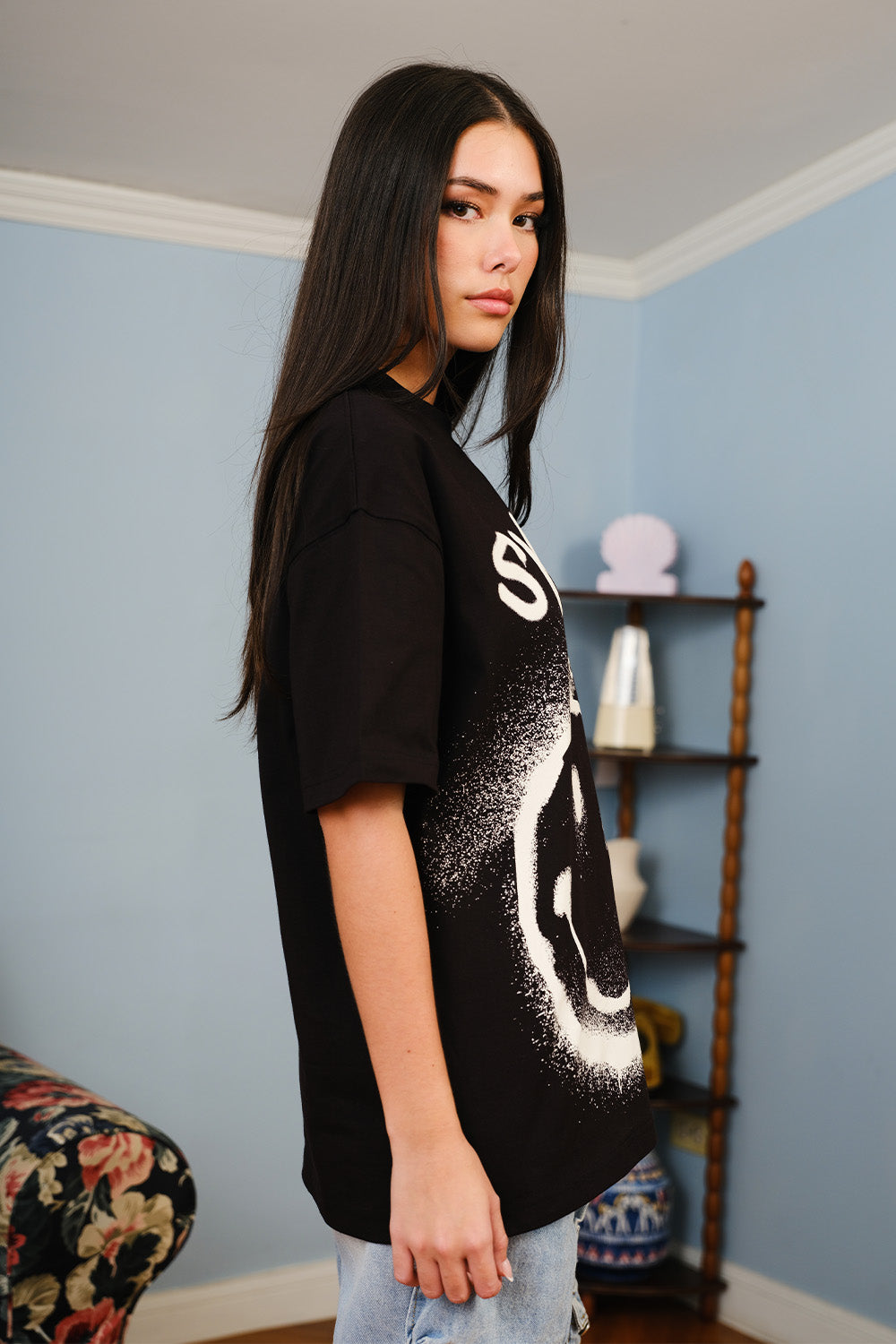 Spray Paint Smiley Oversized T-shirt - BonkersCorner