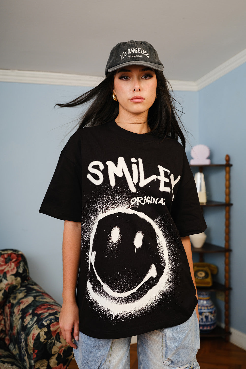 Spray Paint Smiley Oversized T-shirt - BonkersCorner