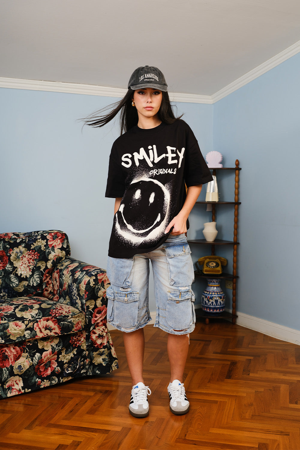 Spray Paint Smiley Oversized T-shirt - BonkersCorner