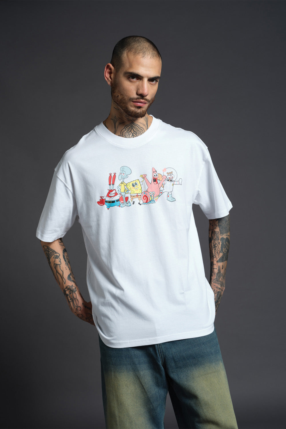 White Spongebob Be The Change T-shirt - BonkersCorner
