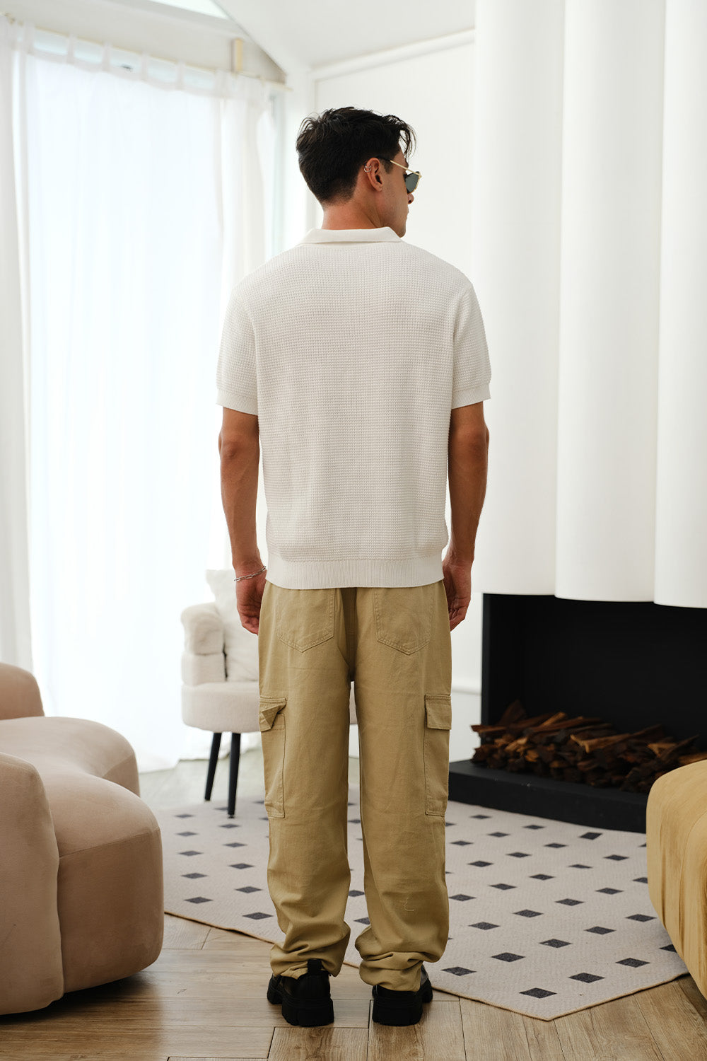 White Knit Polo T-shirt - BonkersCorner
