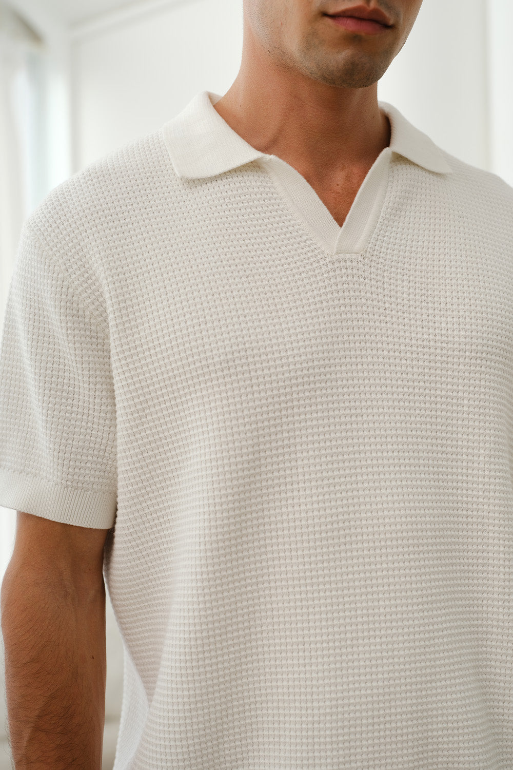 White Knit Polo T-shirt - BonkersCorner