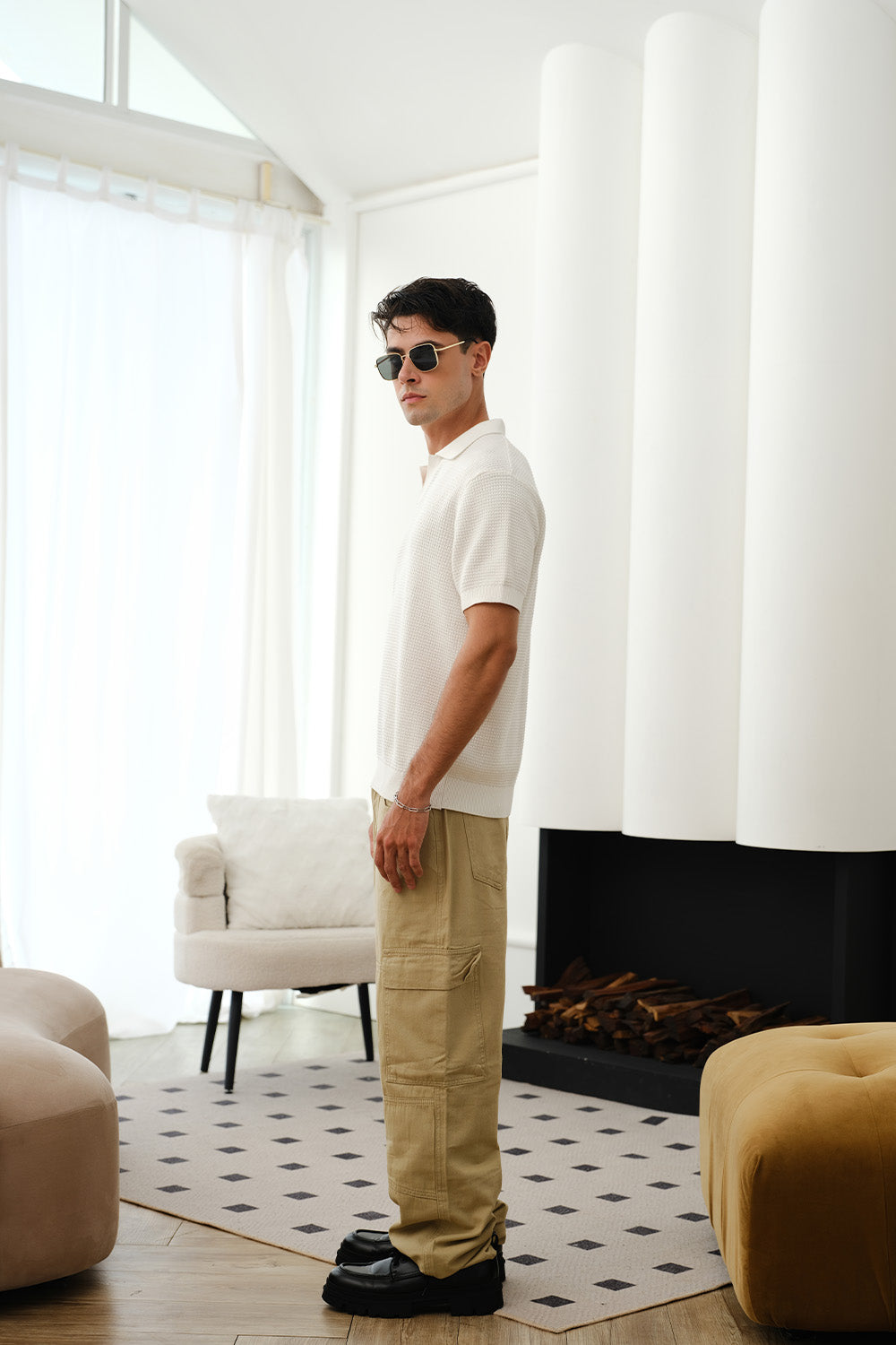 White Knit Polo T-shirt - BonkersCorner