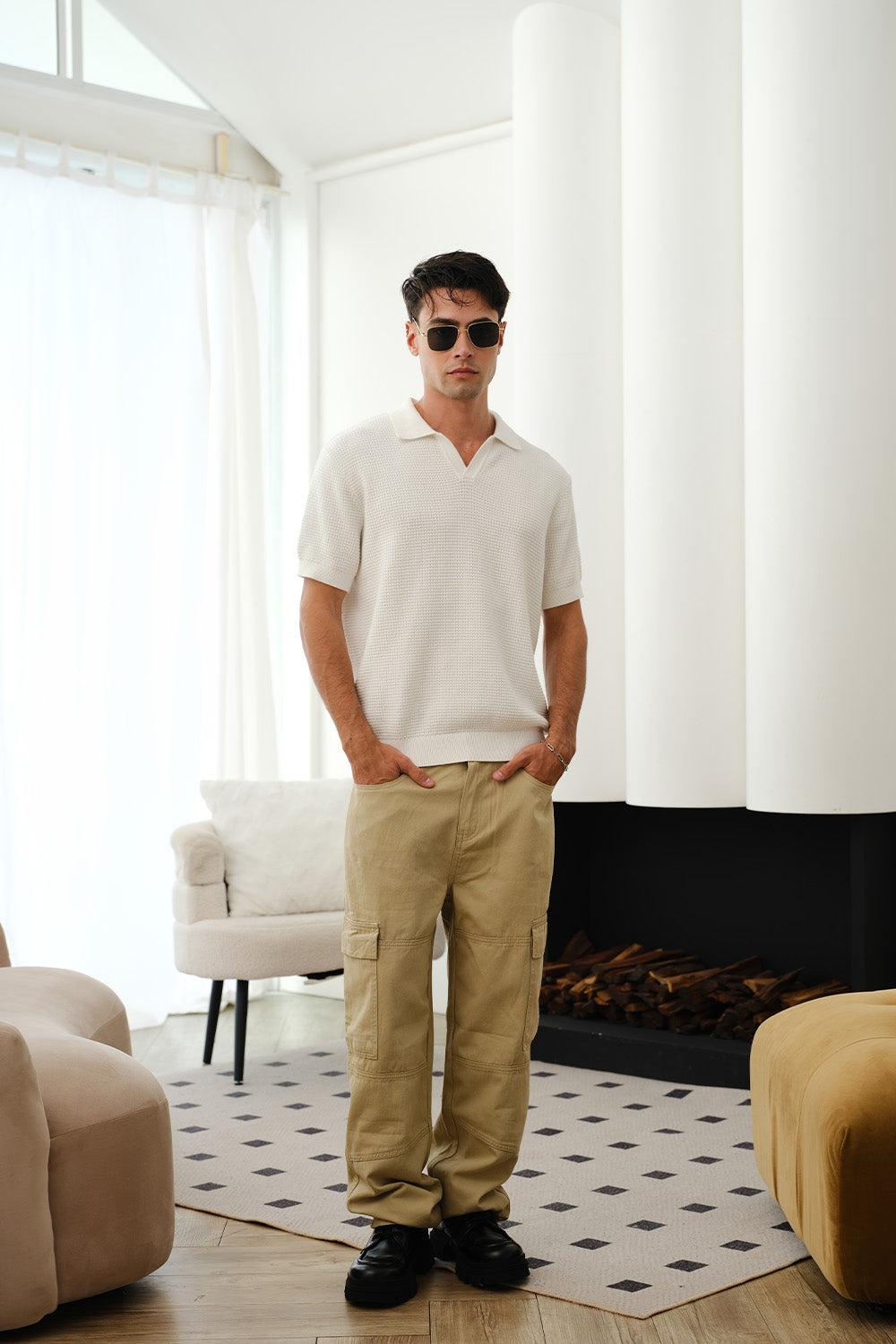 White Knit Polo T-shirt - BonkersCorner