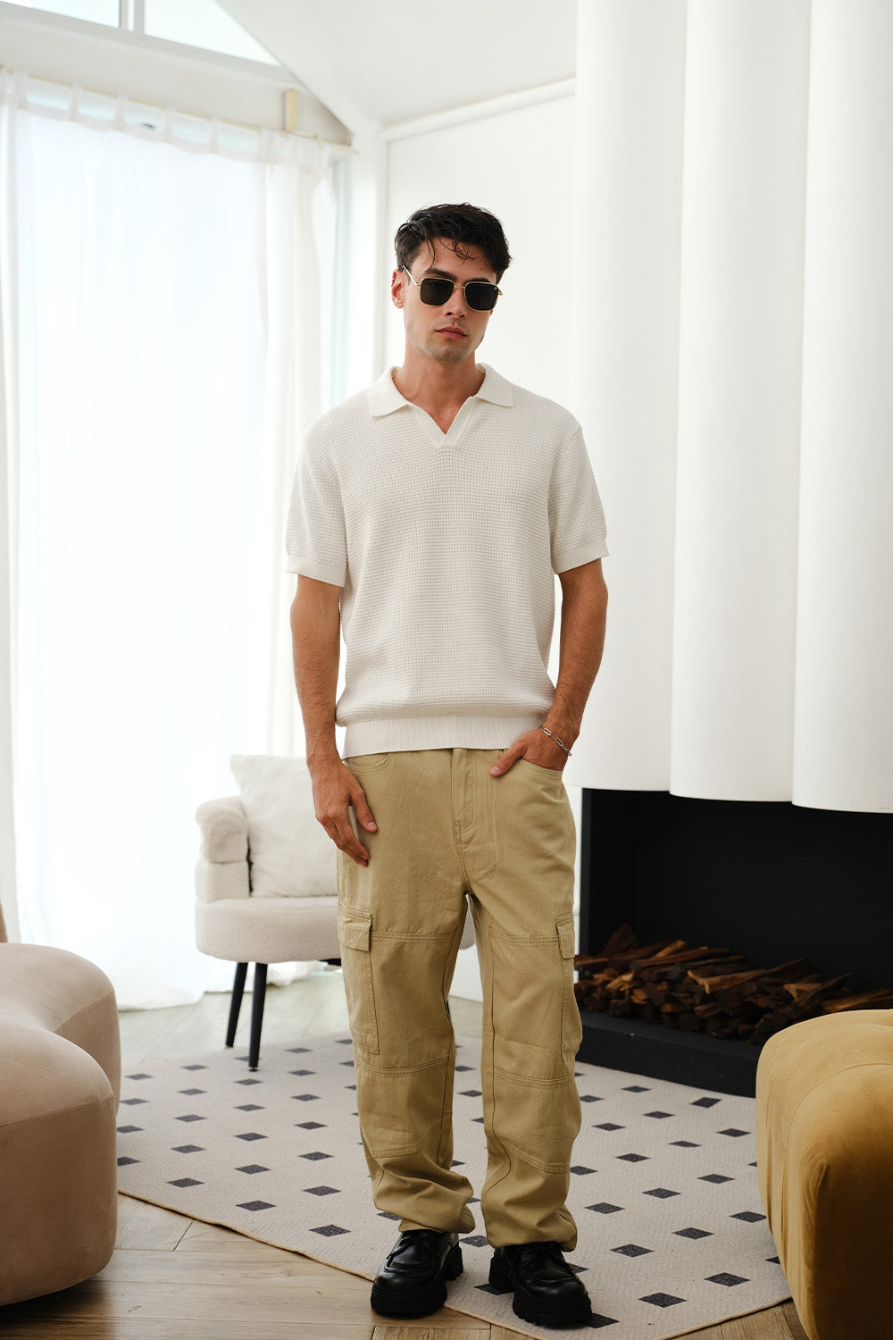 White Knit Polo T-shirt - BonkersCorner
