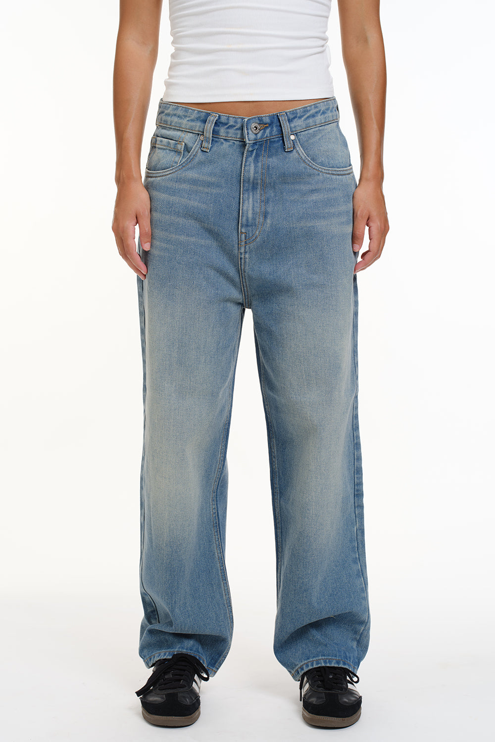 Crisp Blue Wide-Leg Jeans - BonkersCorner