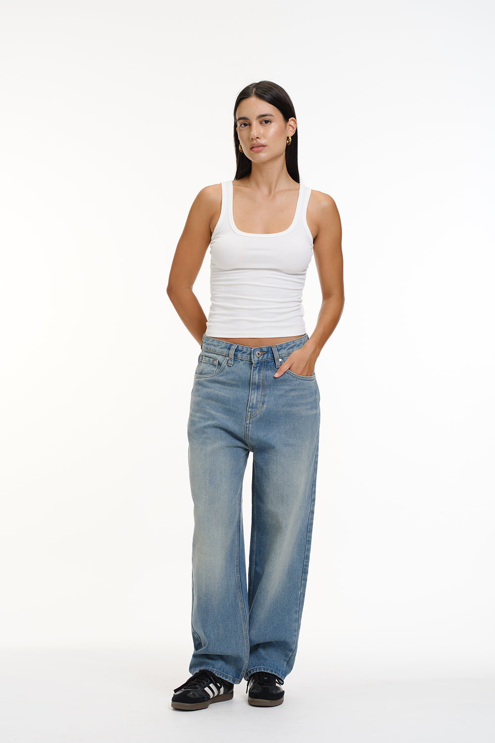 Crisp Blue Wide-Leg Jeans - BonkersCorner