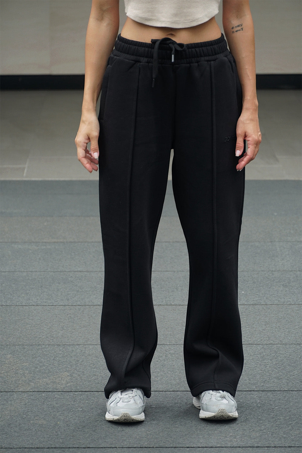 Diminutive Black Wide Leg Joggers - BonkersCorner