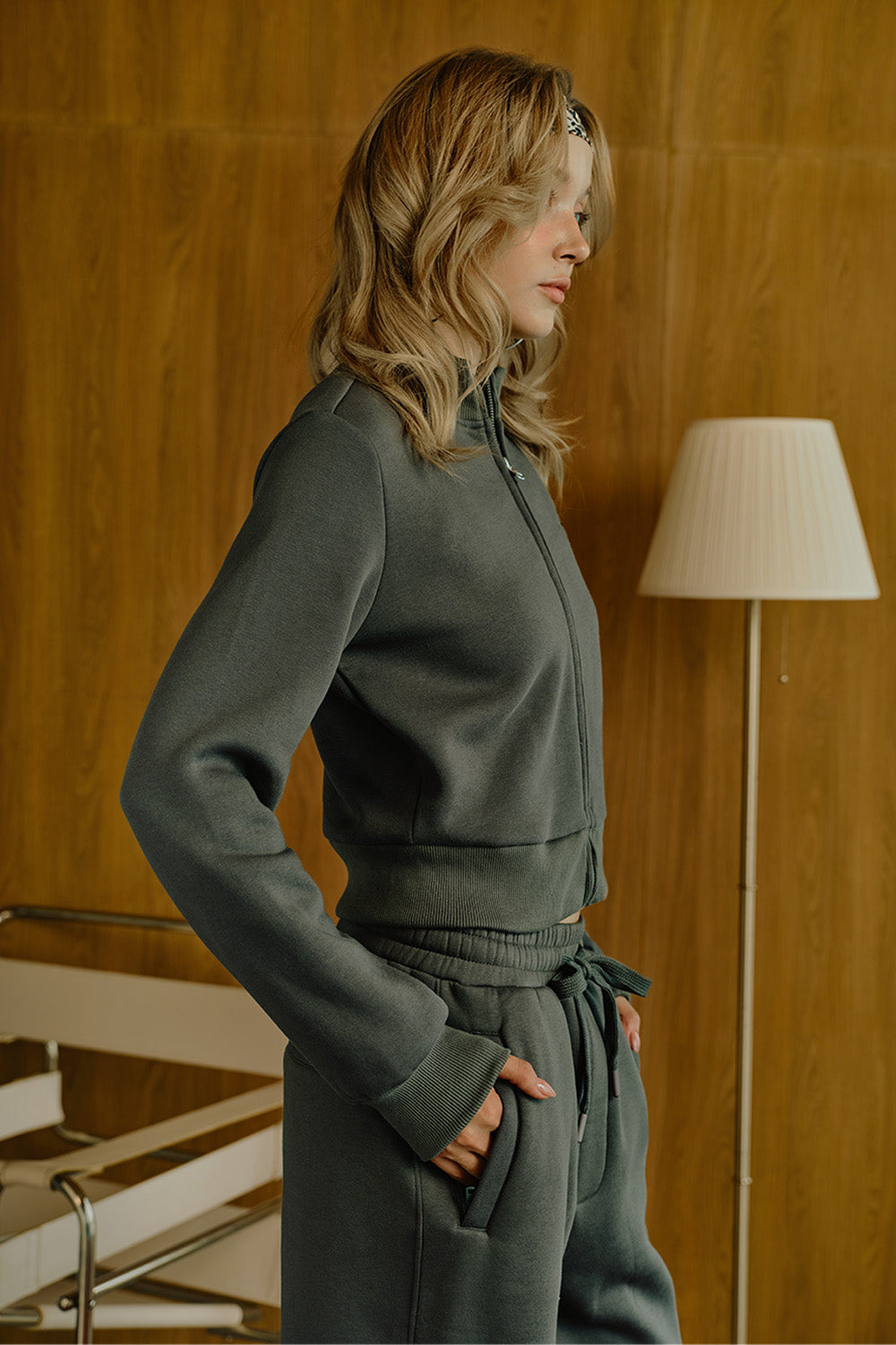 Fadeout Olive Crop Zipper Jacket - BonkersCorner