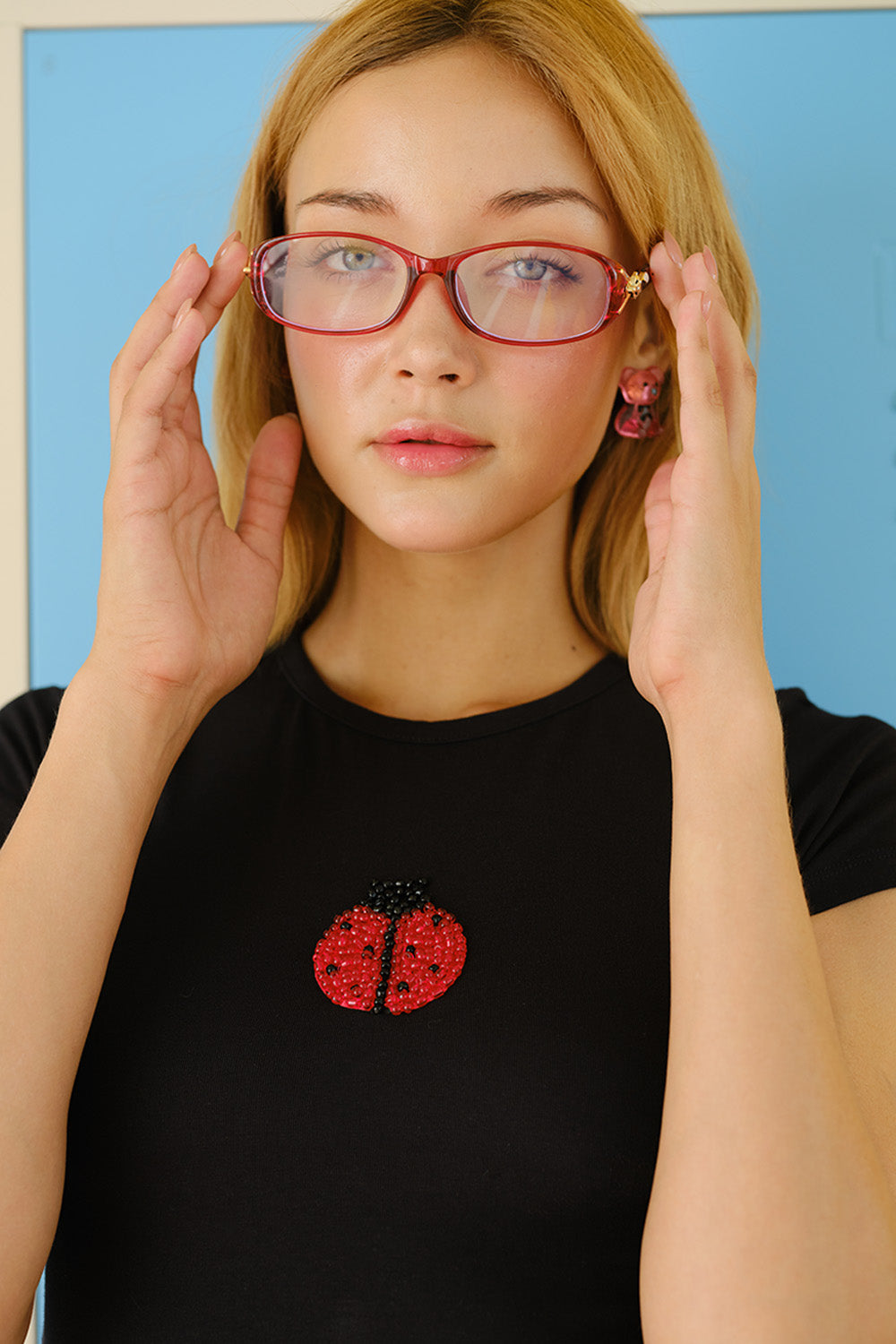 Ladybug Beaded Embroidery Baby Tee - BonkersCorner