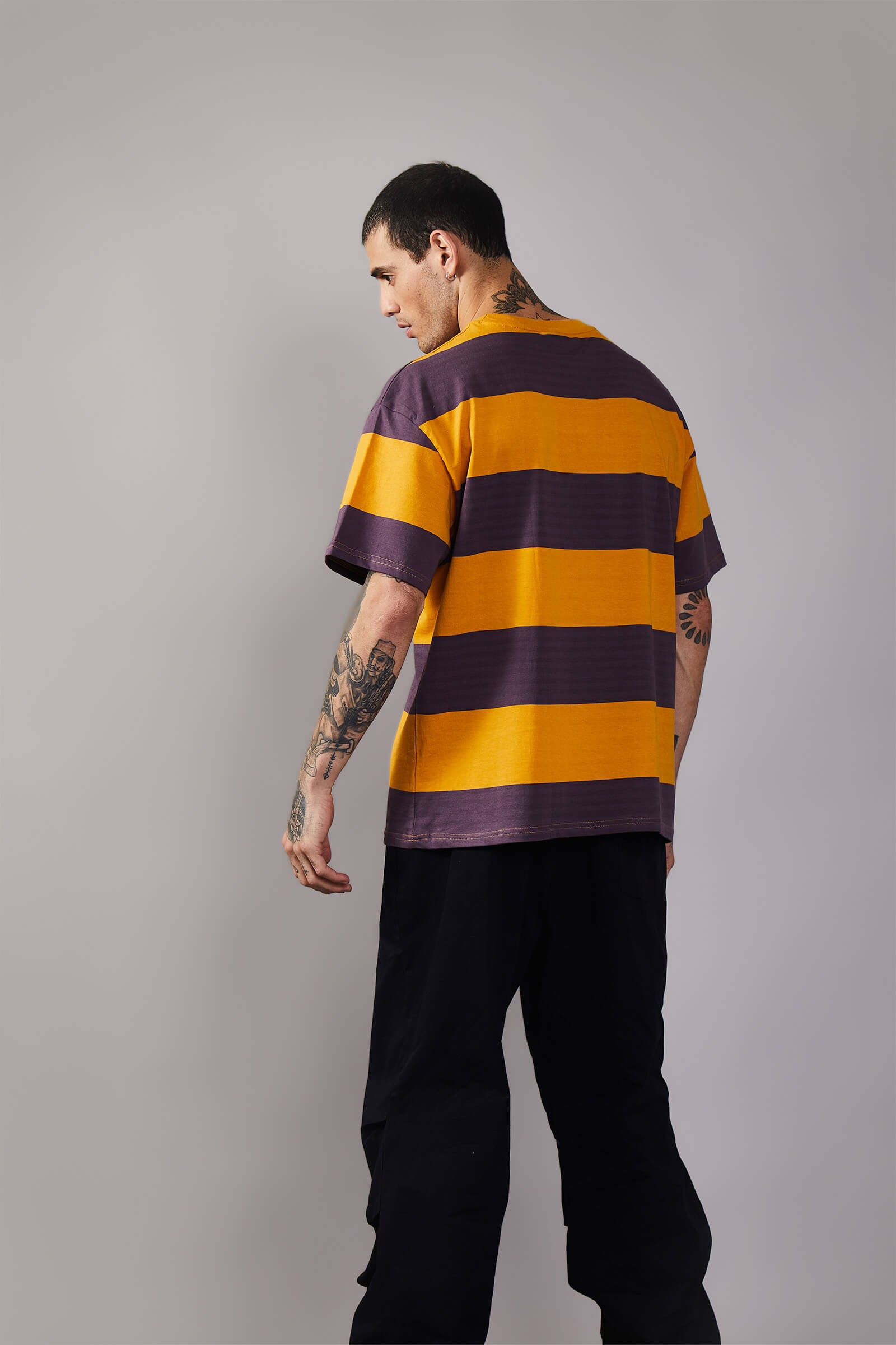 Musty Plum Striped Heavyweight Oversized T-Shirt3