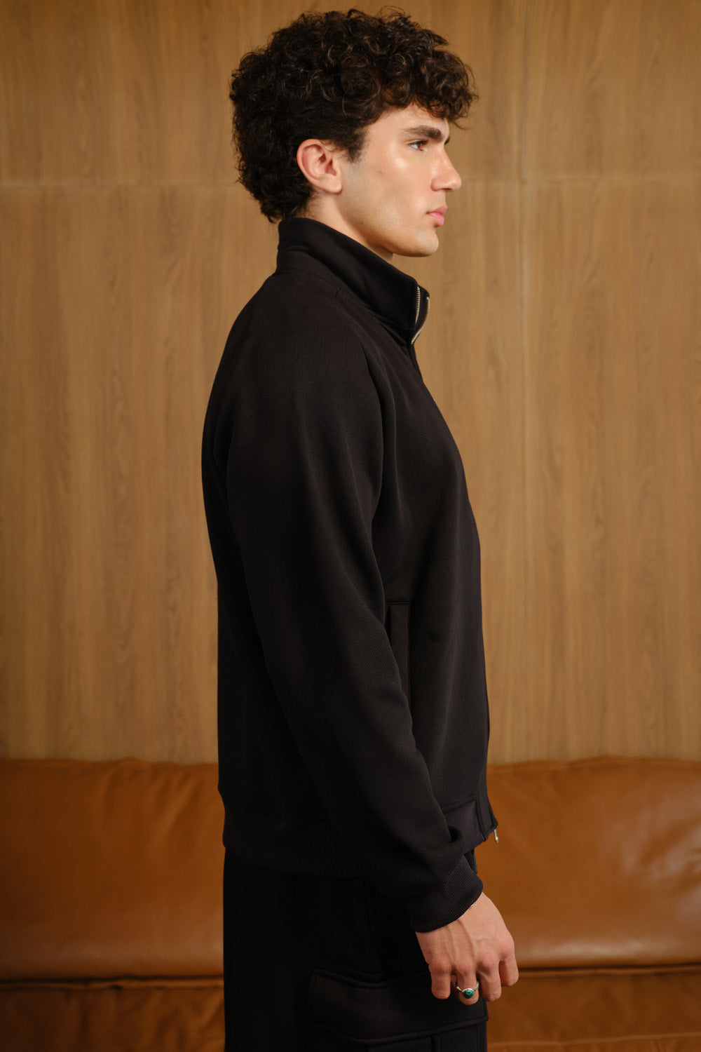 Phantom Black High Neck Zipper Jacket - BonkersCorner