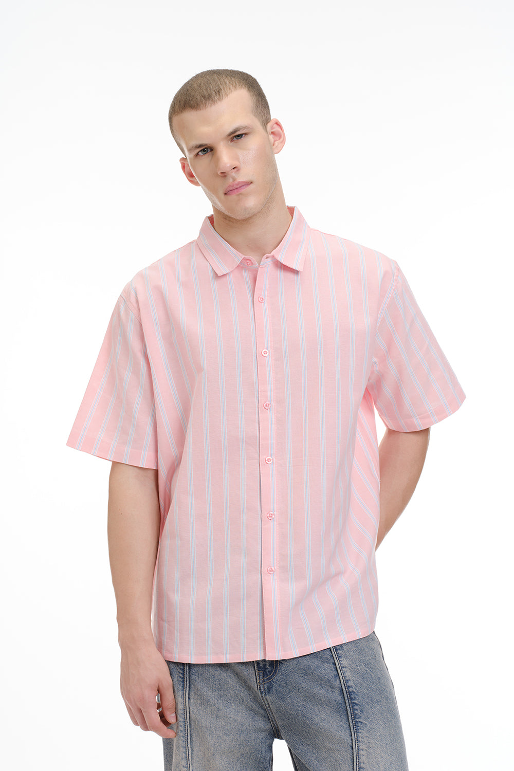 Pink Vintage Stripe Short Sleeve Shirt - BonkersCorner
