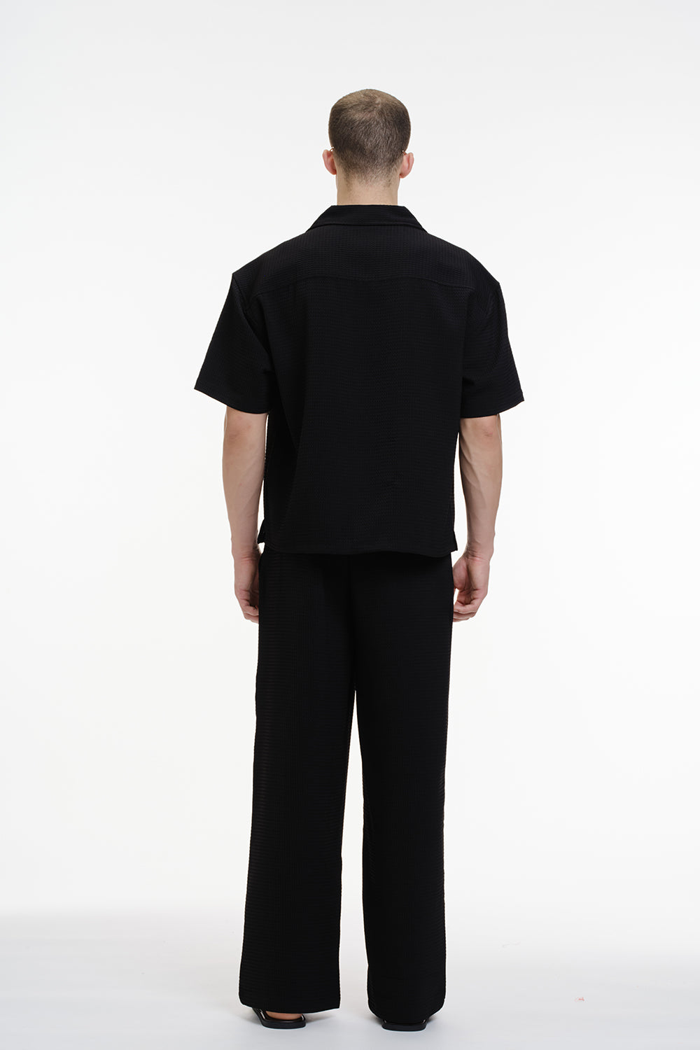 Solid Black Textured Pant - BonkersCorner