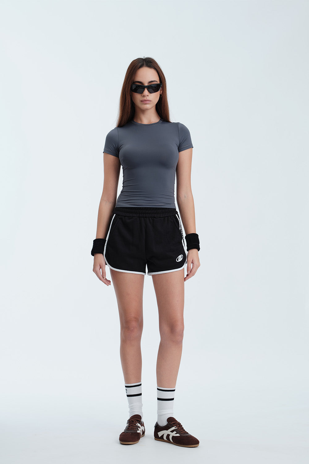Storm Blue Polyamide Fitted T-shirt