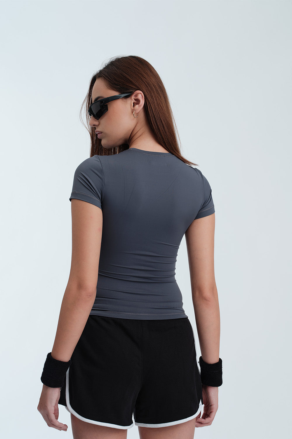 Storm Blue Polyamide Fitted T-shirt - BonkersCorner