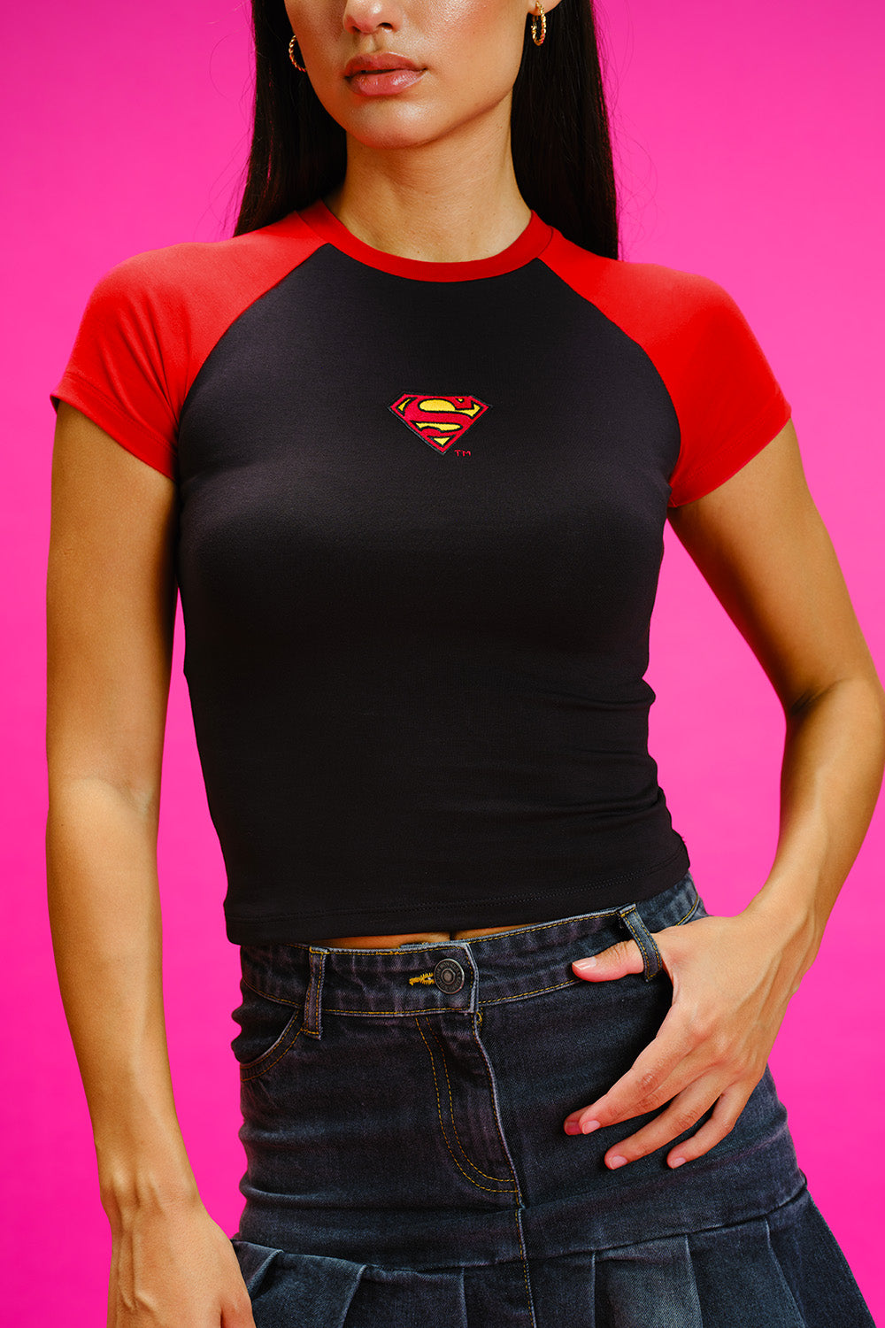 Superman Raglan Sleeves Baby Tee - BonkersCorner