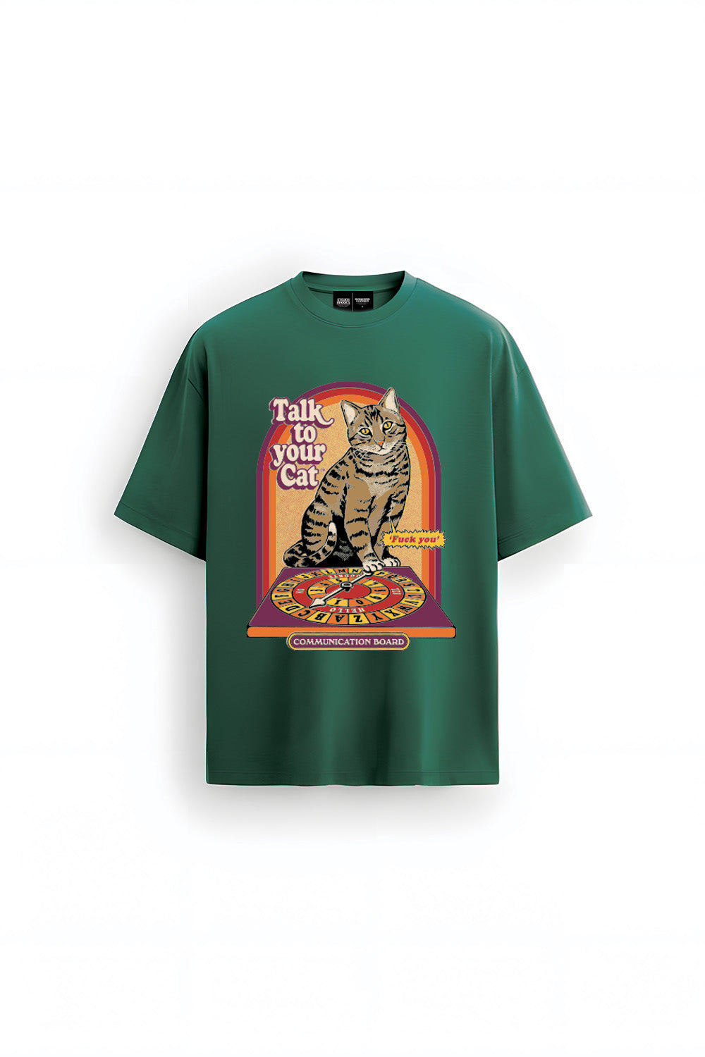 Talk To Your Cat Green Oversized T-Shirt - BonkersCorner