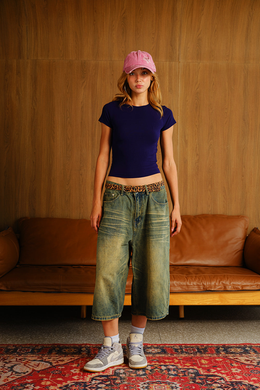 Tencel Ribbed Oxford Blue Modal T-shirt - BonkersCorner