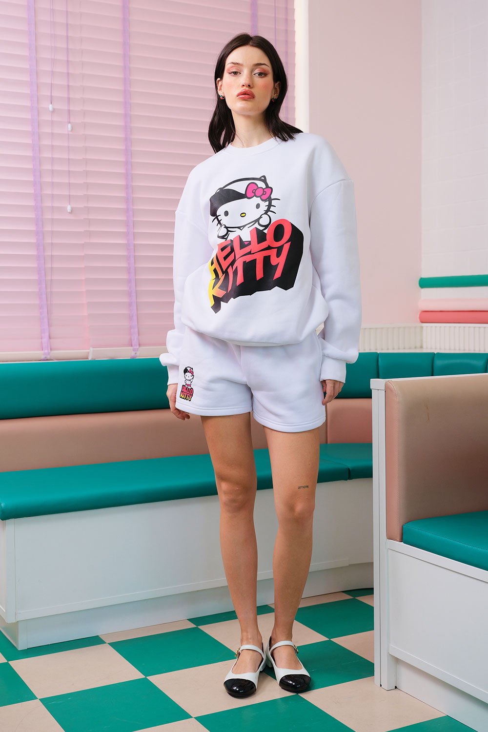 All White Hello Kitty Oversized Sweatshirt - BonkersCorner