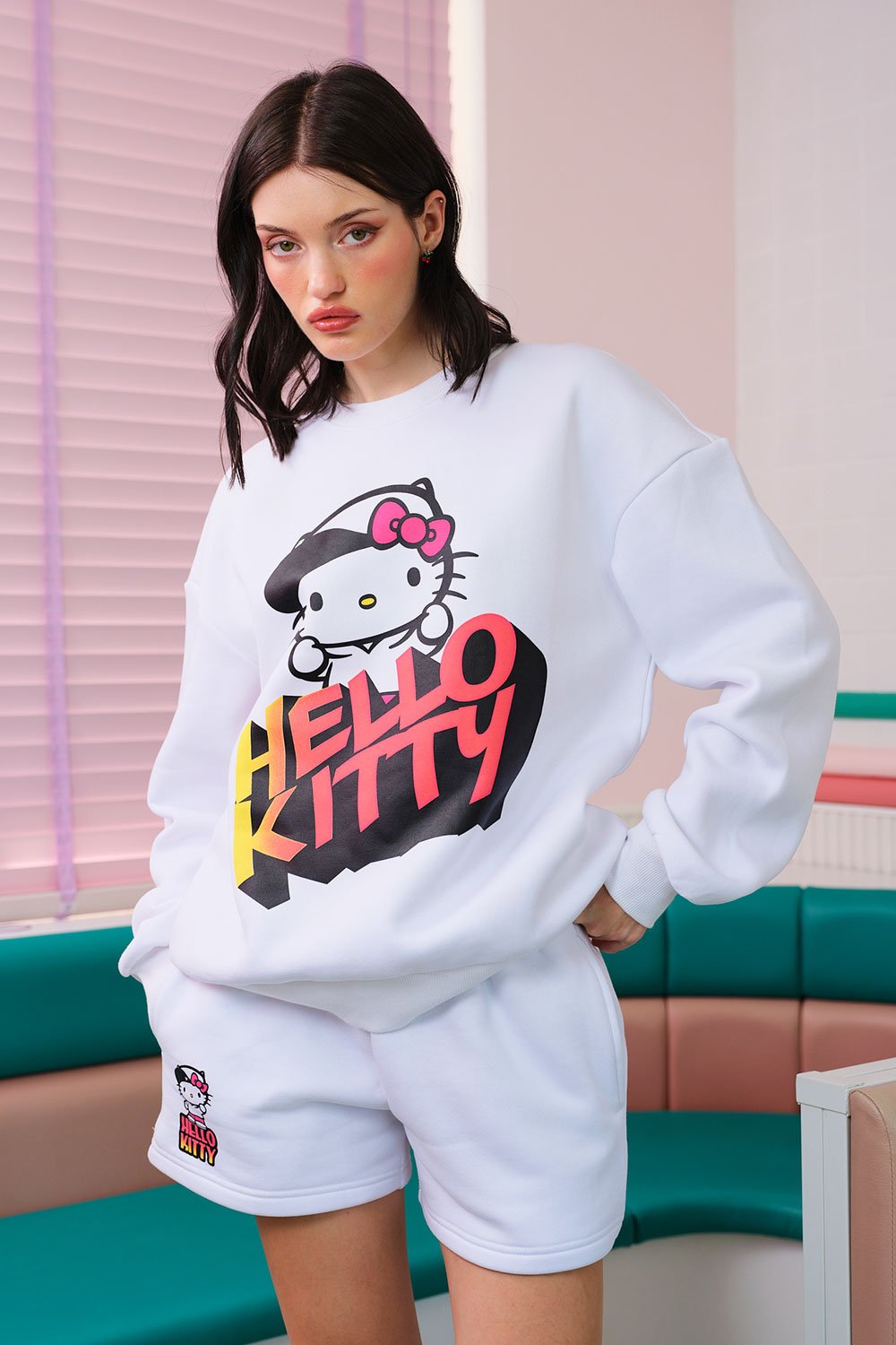 All White Hello Kitty Oversized Sweatshirt - BonkersCorner