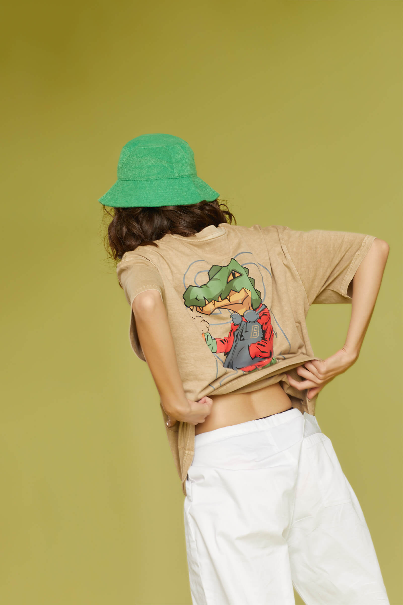 Alligator Faded Effect Oversized T-shirt - BonkersCorner