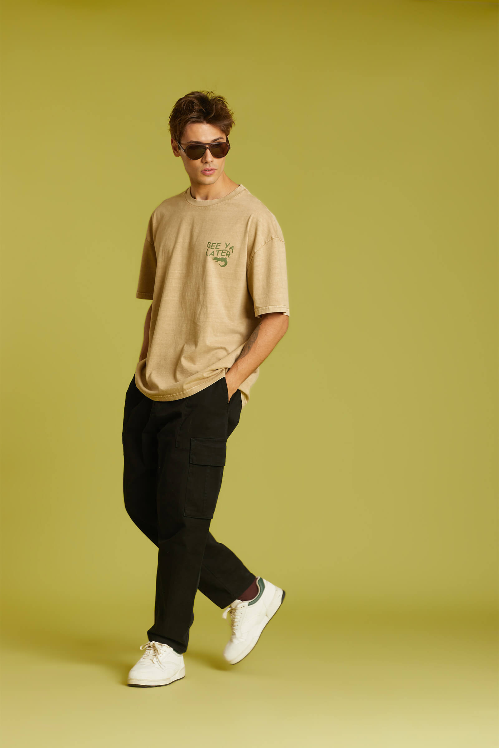 Alligator Faded Effect Oversized T-shirt - BonkersCorner