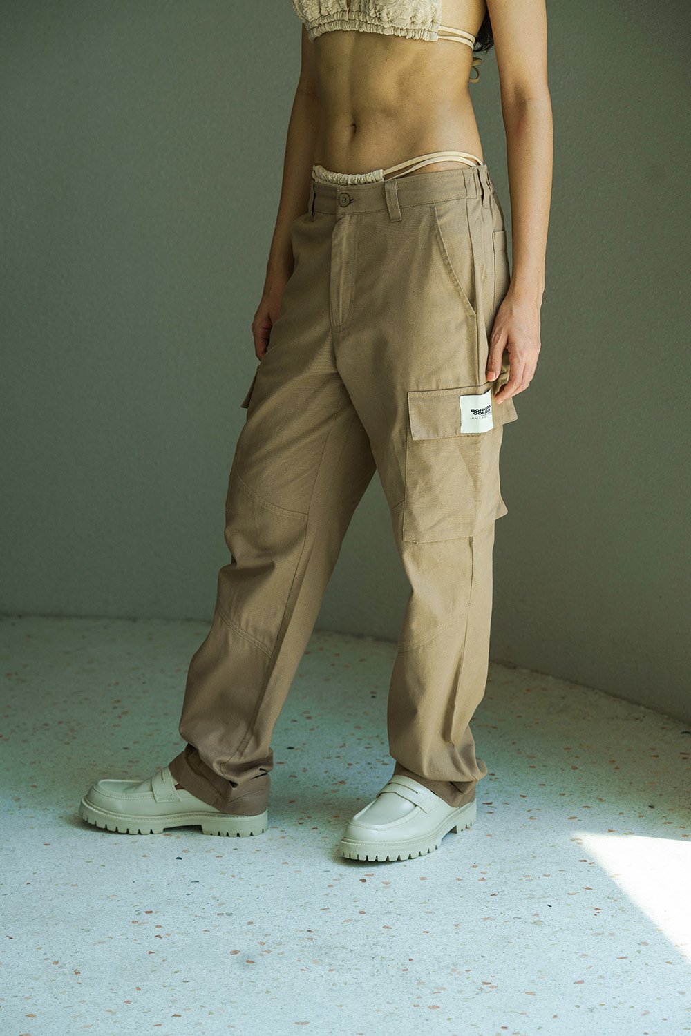 Beige Cargo With Utility Pockets - BonkersCorner