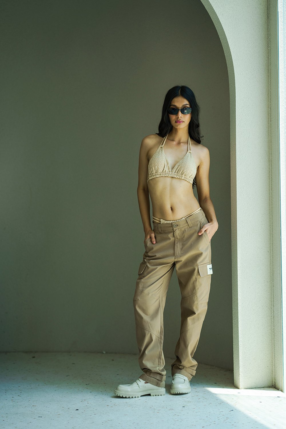 Beige Cargo With Utility Pockets - BonkersCorner