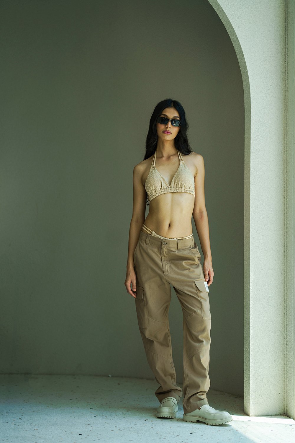 Beige Cargo With Utility Pockets - BonkersCorner