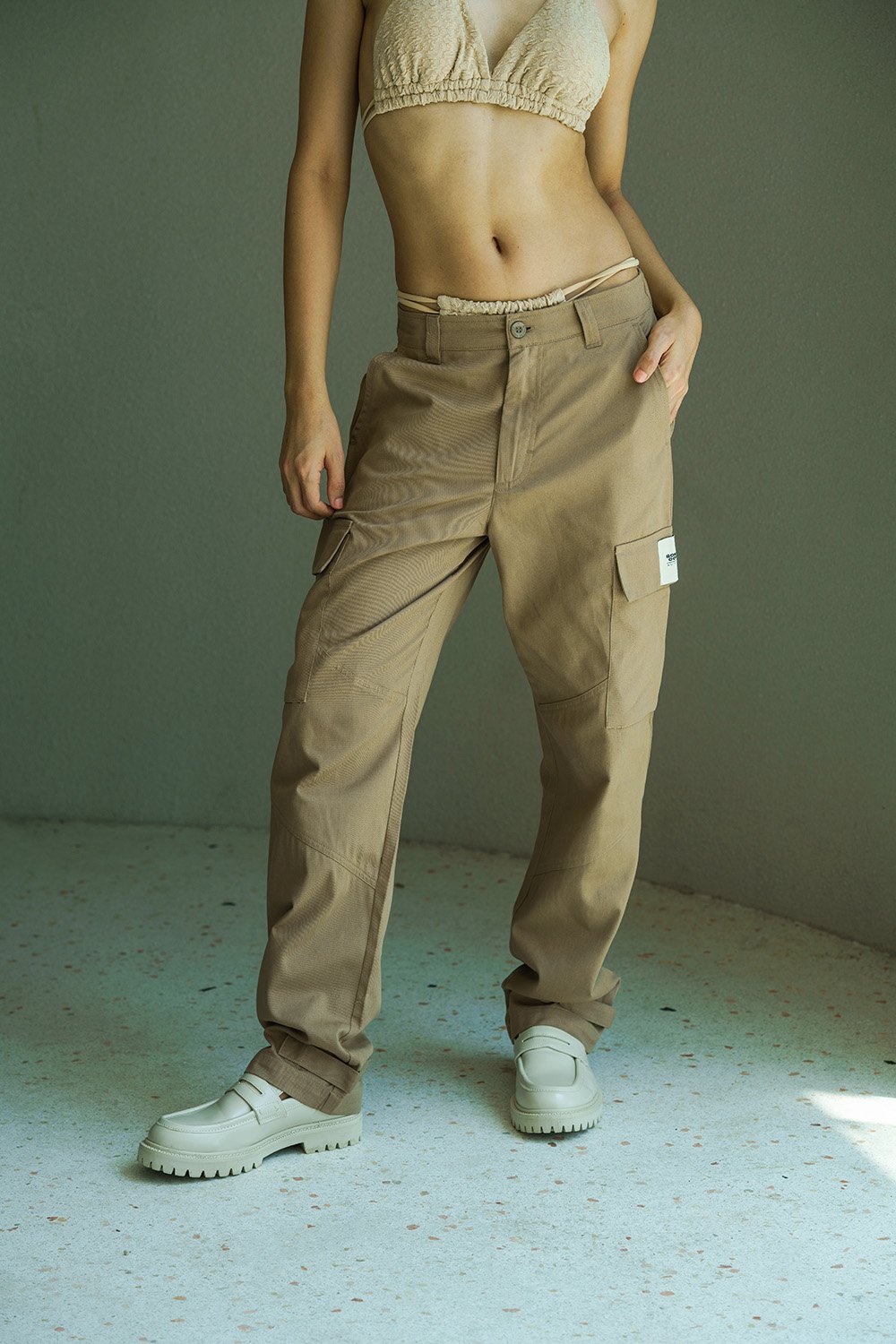 Beige Cargo With Utility Pockets - BonkersCorner