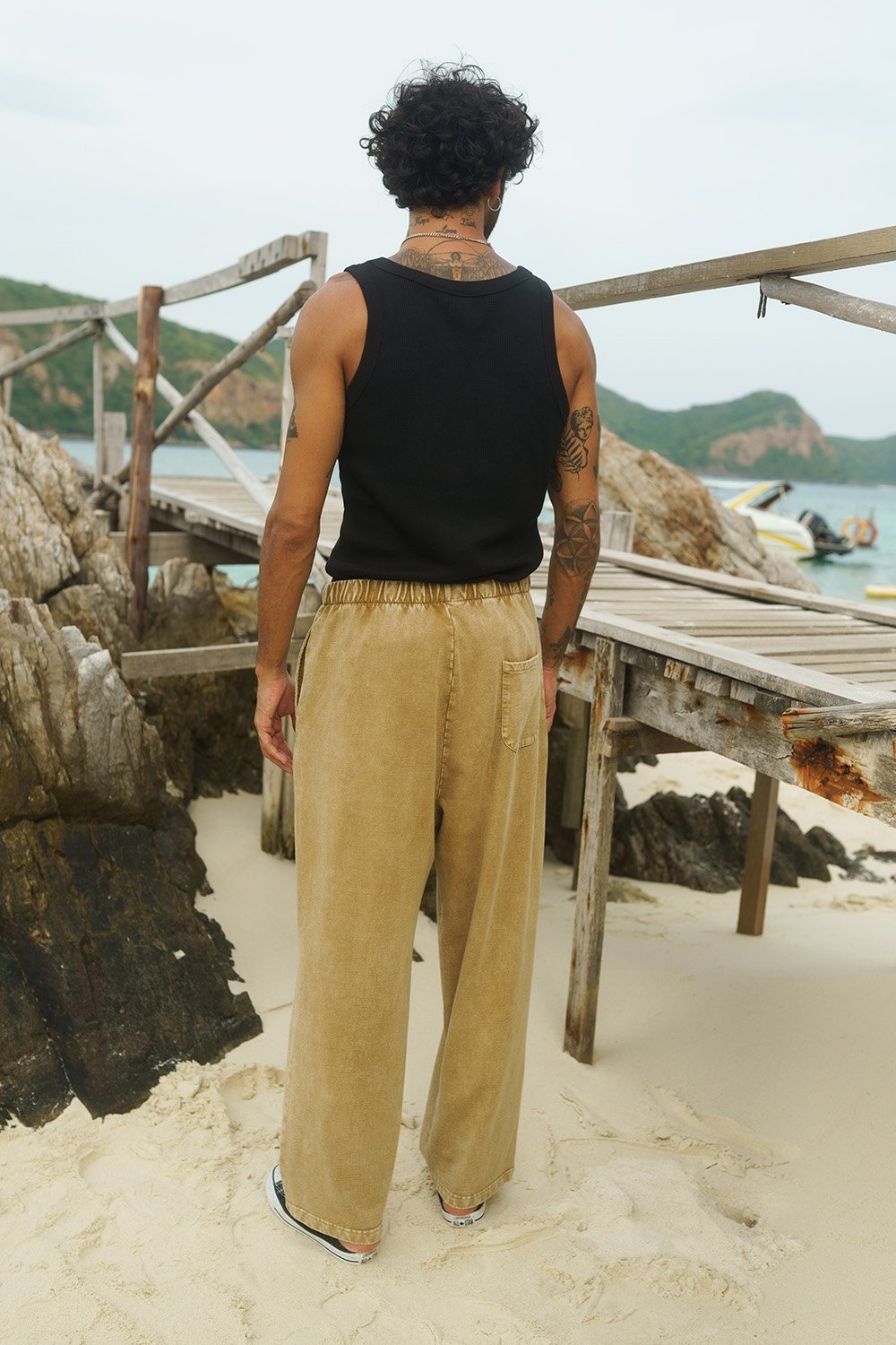 Beige Faded Loose Fit Pants - BonkersCorner