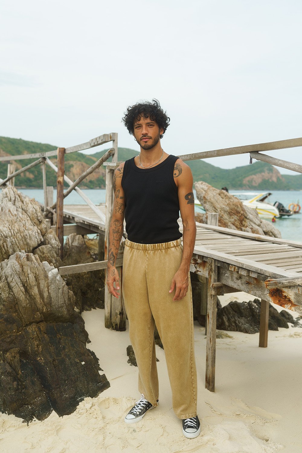 Beige Faded Loose Fit Pants - BonkersCorner