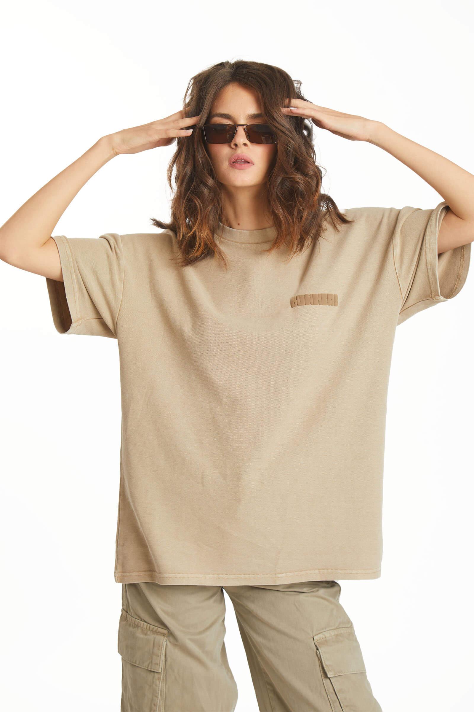 Beige Heavyweight Pique Oversized T-shirt - BonkersCorner