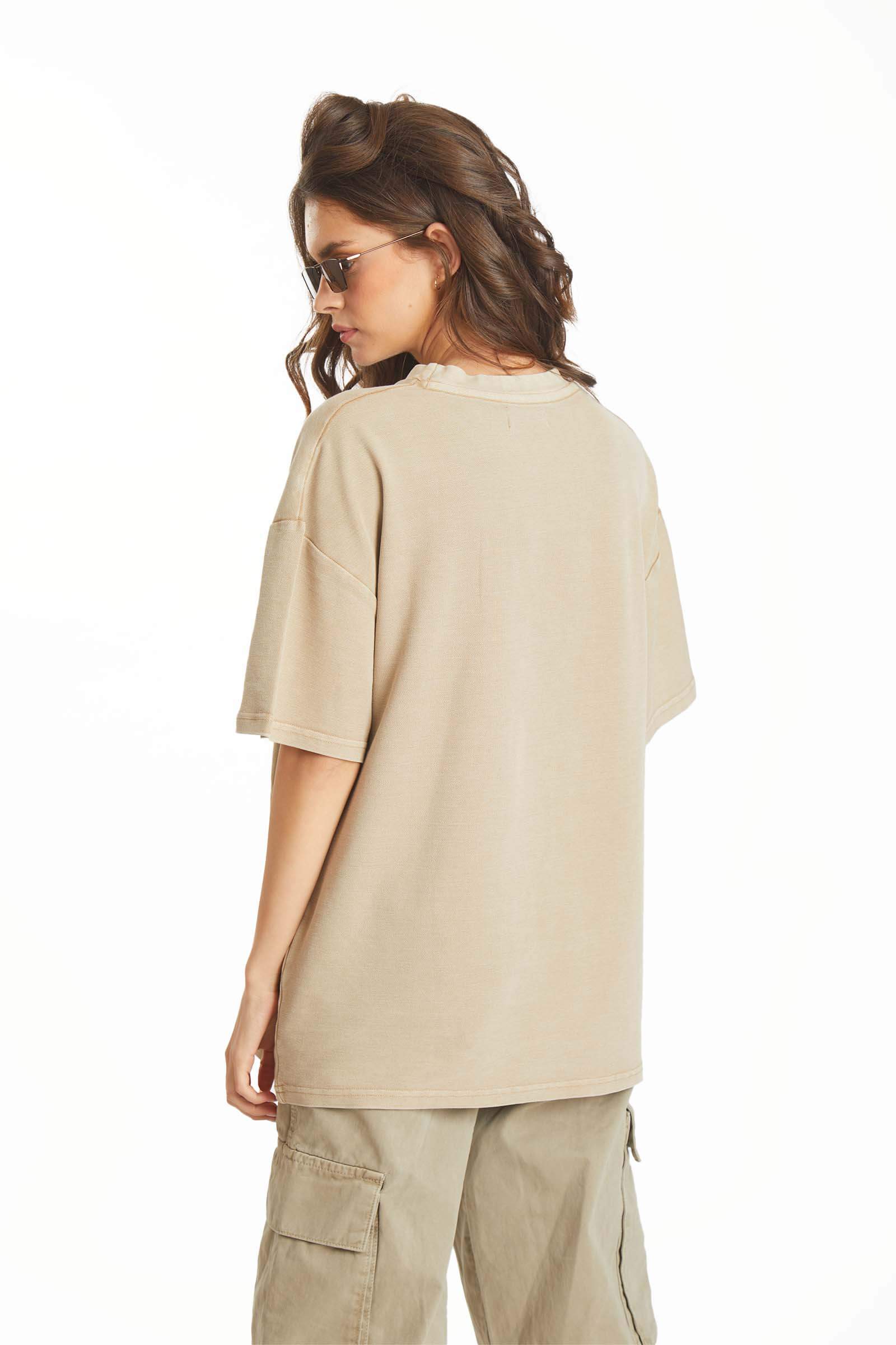 Beige Heavyweight Pique Oversized T-shirt - BonkersCorner