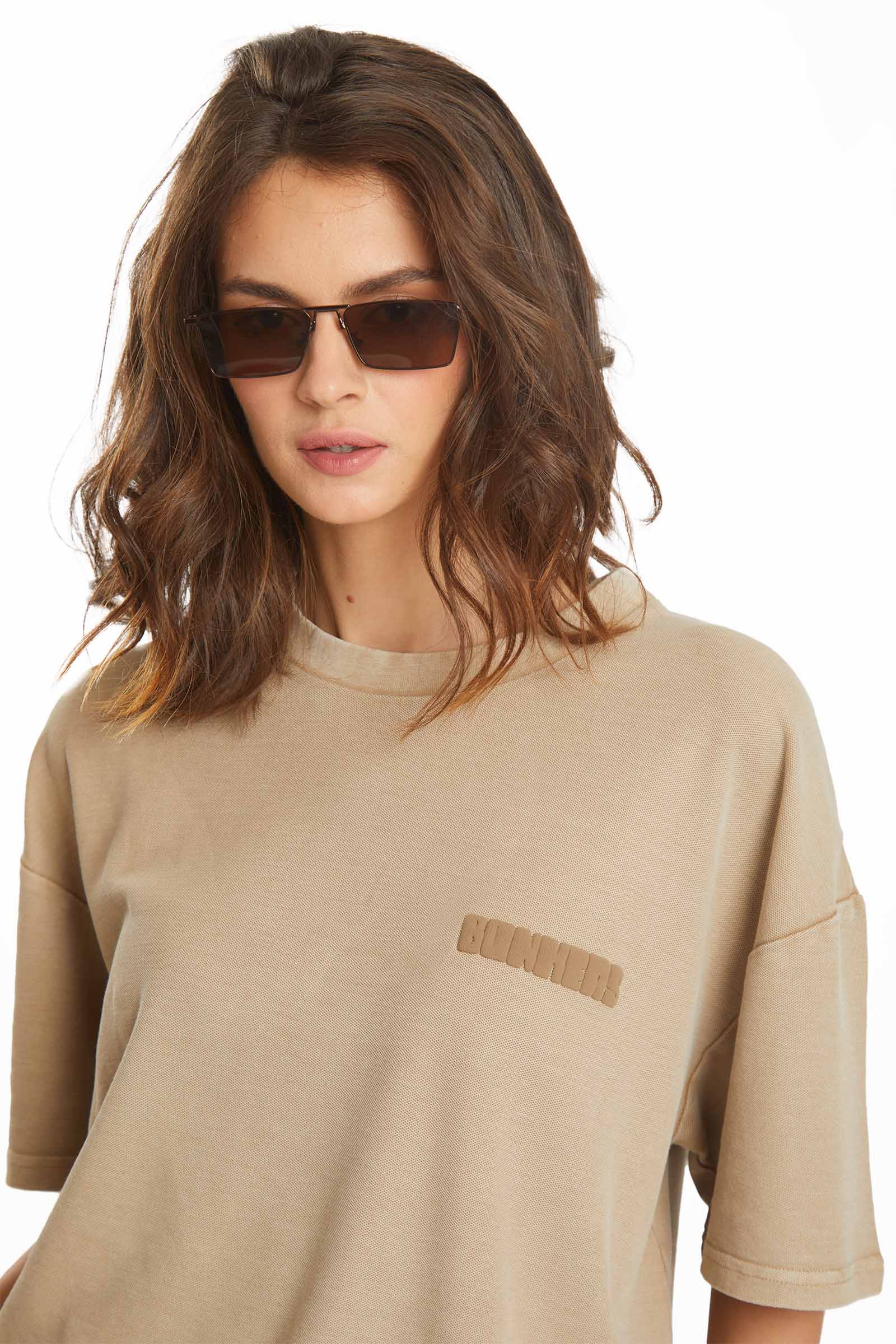 Beige Heavyweight Pique Oversized T-shirt - BonkersCorner