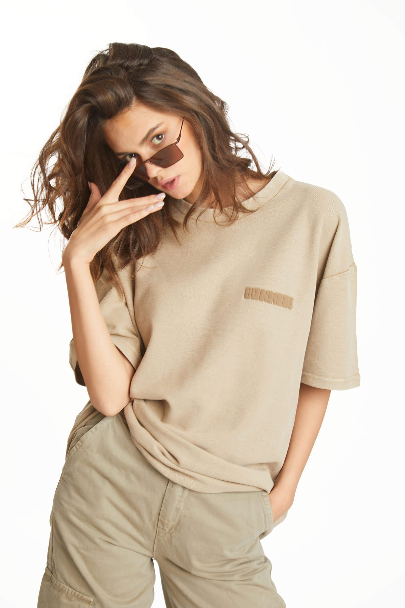 Beige Heavyweight Pique Oversized T-shirt - BonkersCorner
