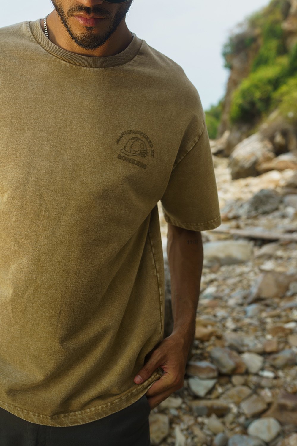 Beige Premium Heavyweight Faded Oversized T-shirt - BonkersCorner