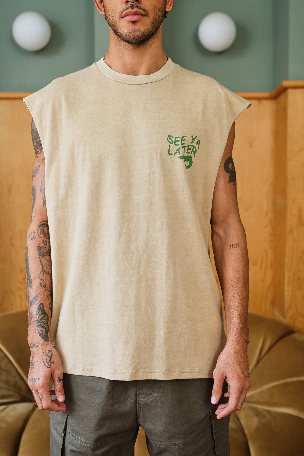 Beige See Ya Later Vest Tank - BonkersCorner