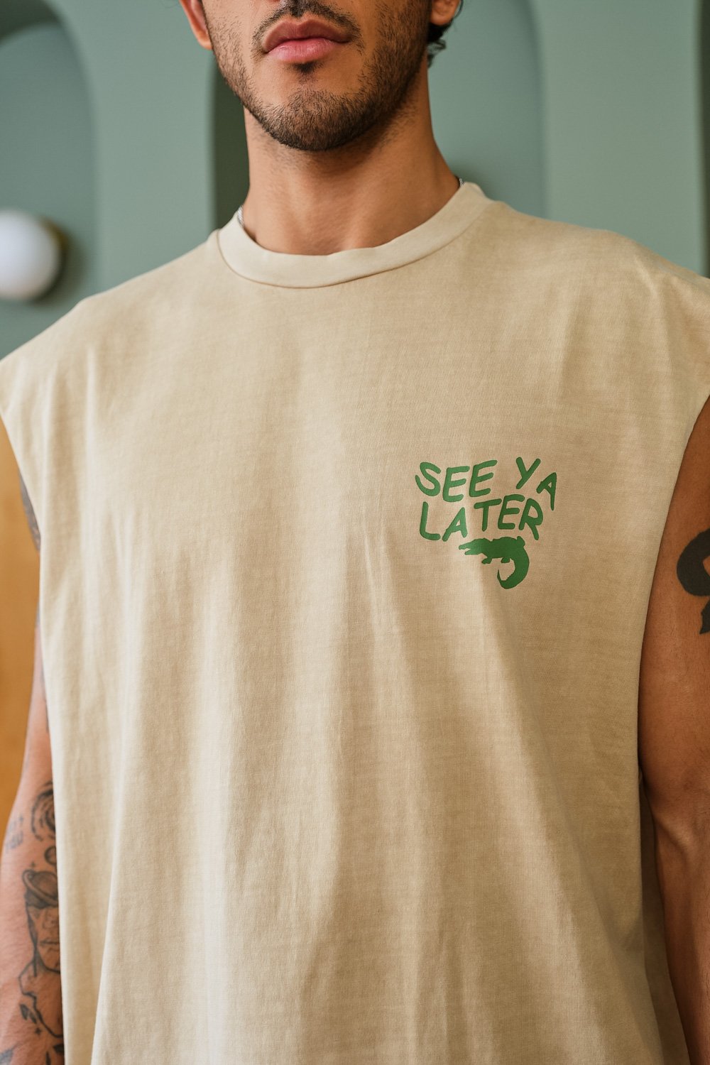Beige See Ya Later Vest Tank - BonkersCorner