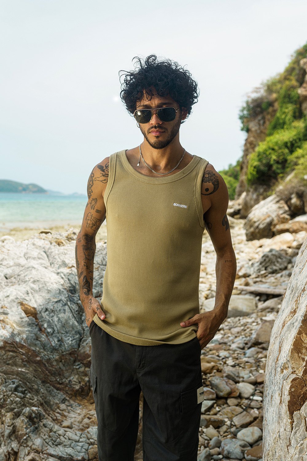 Beige Waffle Tank - BonkersCorner