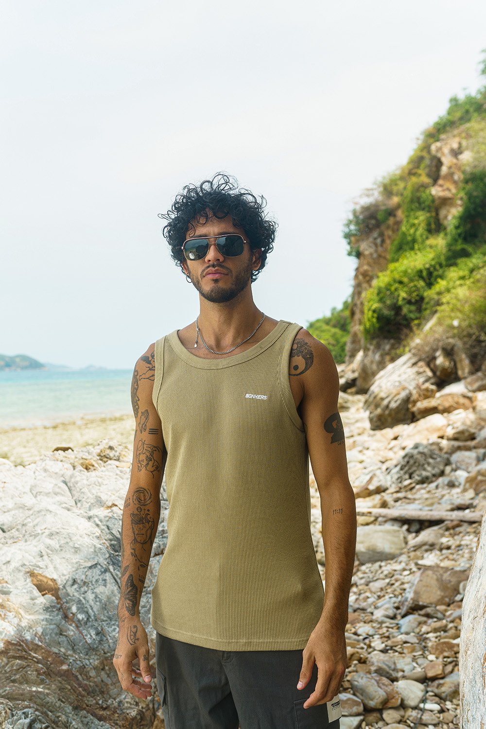 Beige Waffle Tank - BonkersCorner