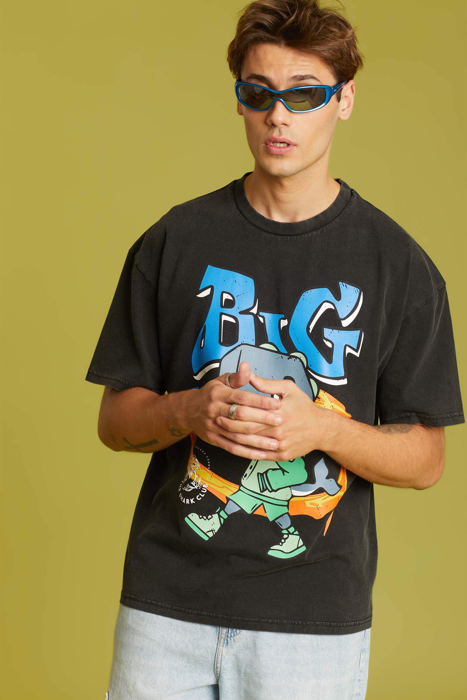 Big Fish Faded Effect Oversized T-shirt - BonkersCorner