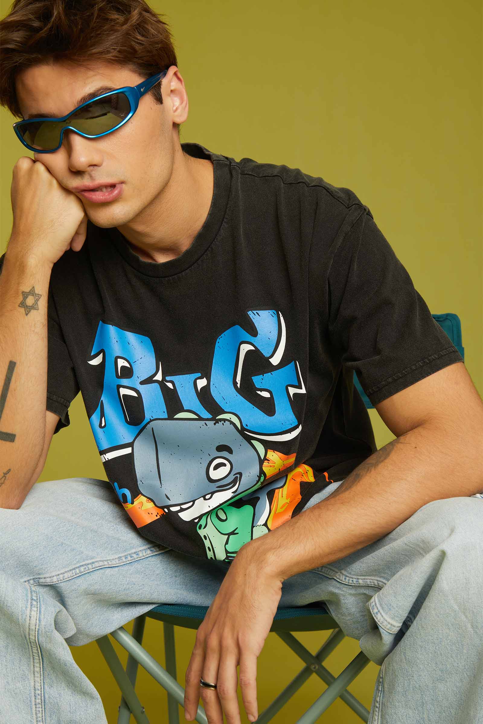 Big Fish Faded Effect Oversized T-shirt - BonkersCorner