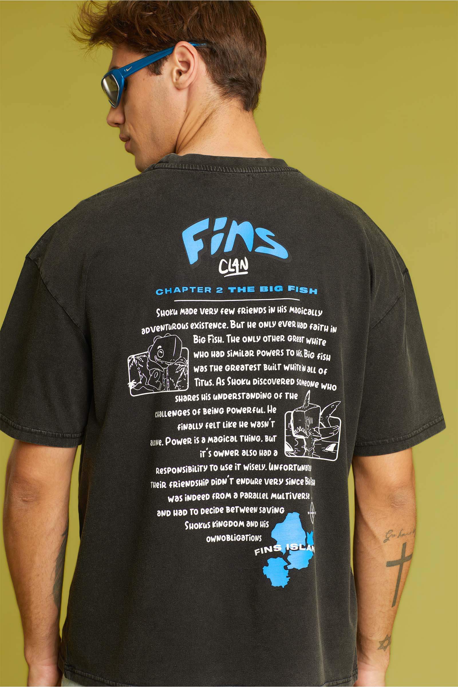 Big Fish Faded Effect Oversized T-shirt - BonkersCorner