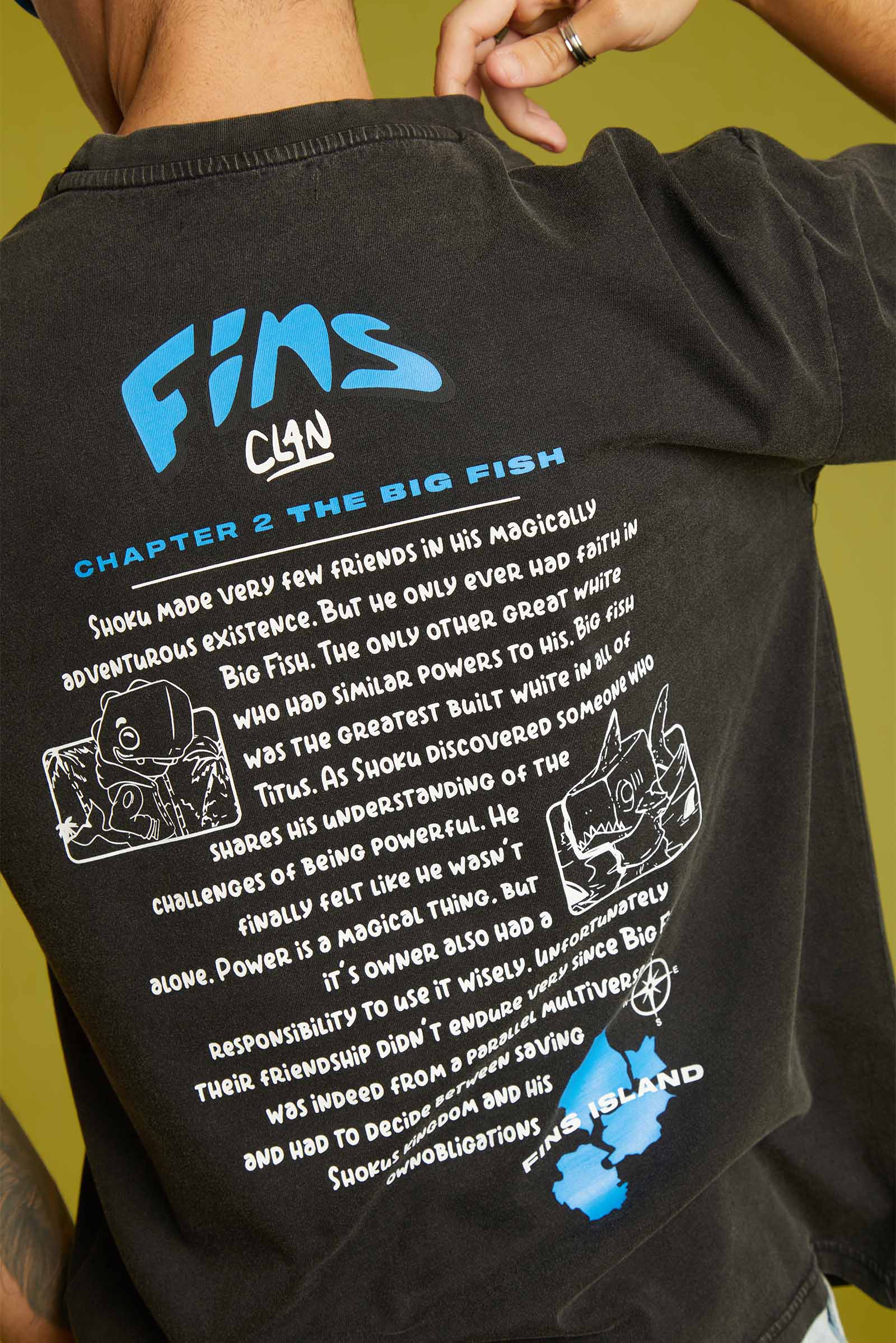 Big Fish Faded Effect Oversized T-shirt - BonkersCorner