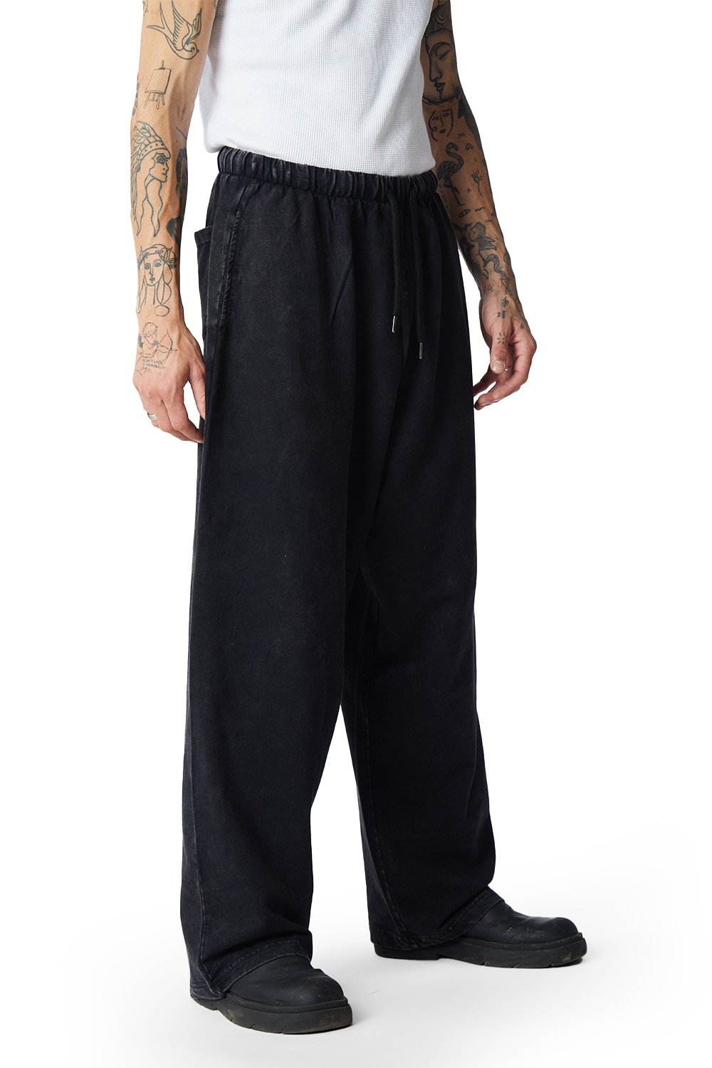 Black Faded Loose Fit Pants - BonkersCorner