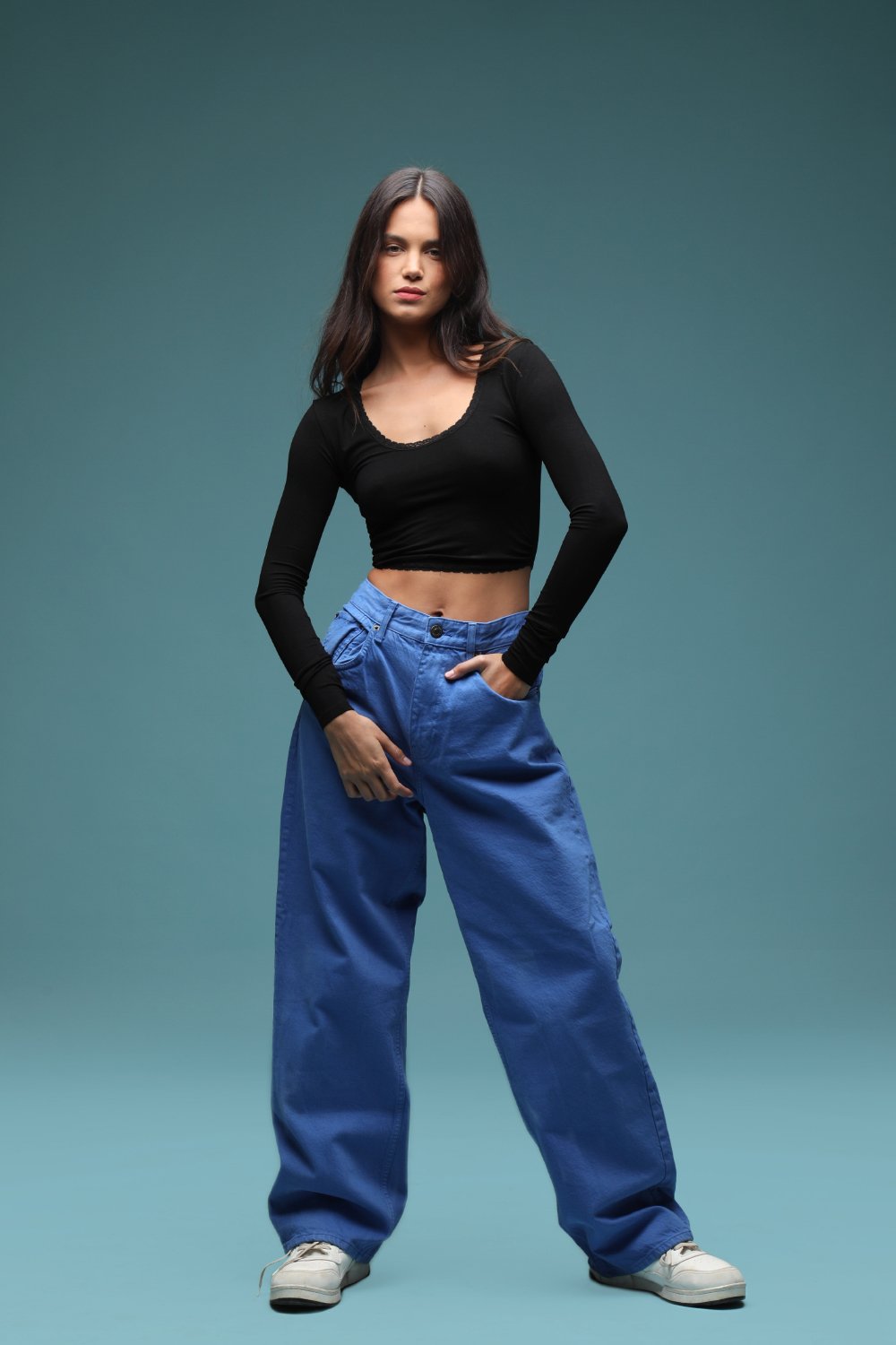 Black Full Sleeves Lace Lined Top - BonkersCorner