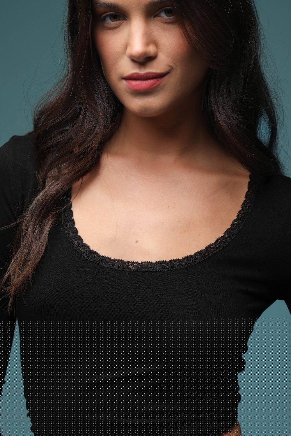 Black Full Sleeves Lace Lined Top - BonkersCorner